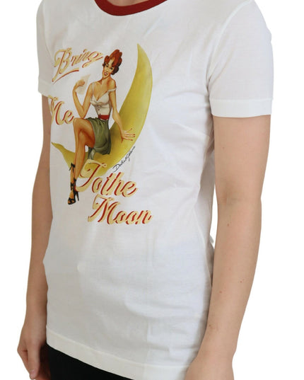 Dolce & Gabbana White Printed Short Sleeves Pullover Top