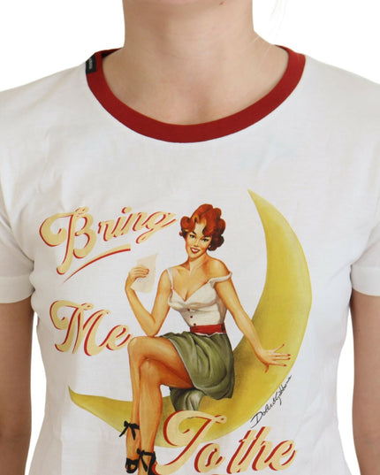 Dolce & Gabbana White Printed Short Sleeves Pullover Top