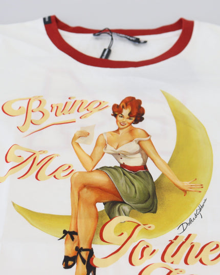 Dolce & Gabbana White Printed Short Sleeves Pullover Top