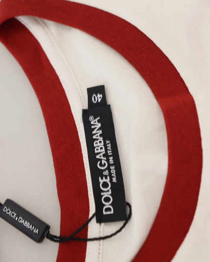 Dolce & Gabbana White Printed Short Sleeves Pullover Top