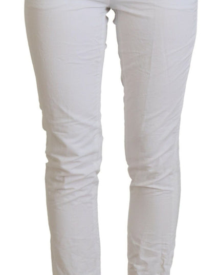 Dondup White High Waist Tapered Women Pants