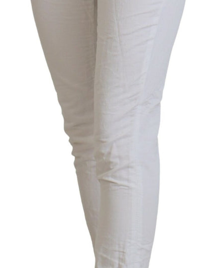 Dondup White High Waist Tapered Women Pants