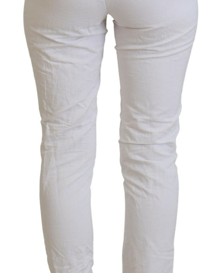 Dondup White High Waist Tapered Women Pants