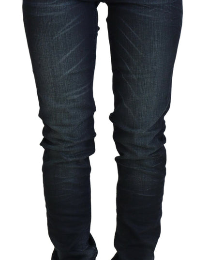 Acht Blue Washed Low Waist Slim Fit Cotton Denim Jeans