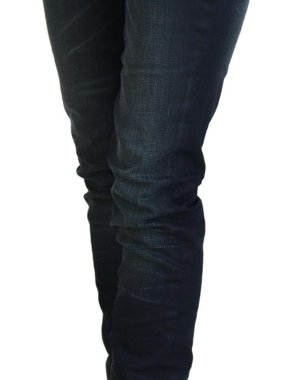 Acht Blue Washed Low Waist Slim Fit Cotton Denim Jeans