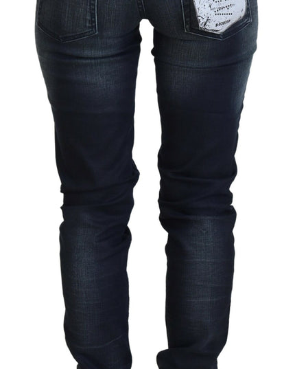 Acht Blue Washed Low Waist Slim Fit Cotton Denim Jeans