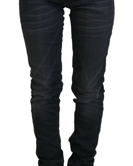Acht Black Washed Low Waist Slim Fit Cotton Denim Jeans