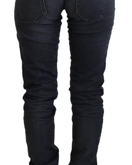 Acht Black Washed Low Waist Slim Fit Cotton Denim Jeans