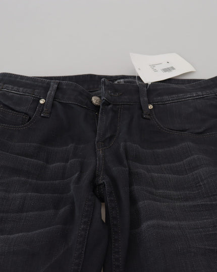 Acht Black Washed Low Waist Slim Fit Cotton Denim Jeans