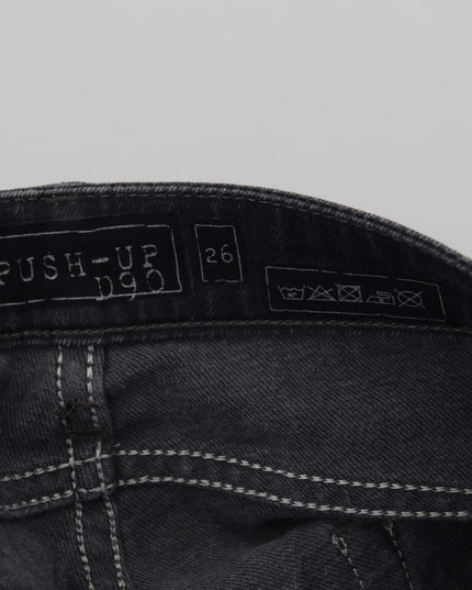 Acht Black Washed Low Waist Slim Fit Cotton Denim Jeans