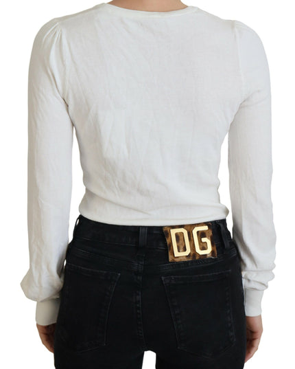 Patrizia Pepe Ivory V-Neck Long Sleeves Women Blouse Top