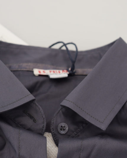 U.S. POLO ASSN. Gray Printed Long Sleeves Collared Top