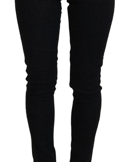 Acht Black Low Waist Slim Fit Cotton Denim Jeans