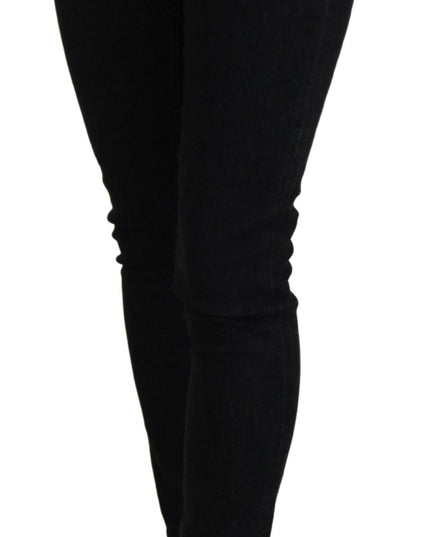 Acht Black Low Waist Slim Fit Cotton Denim Jeans