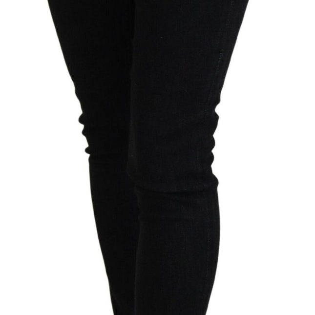 Acht Black Low Waist Slim Fit Cotton Denim Jeans