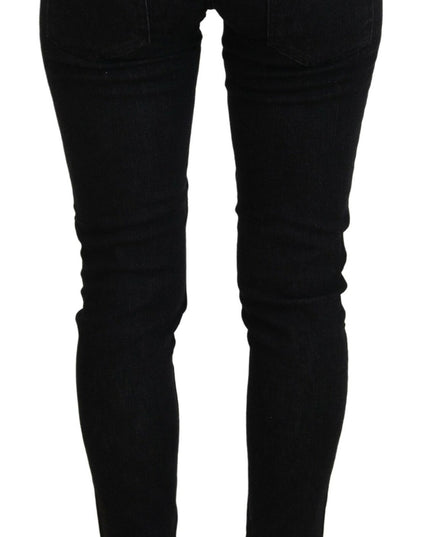 Acht Black Low Waist Slim Fit Cotton Denim Jeans