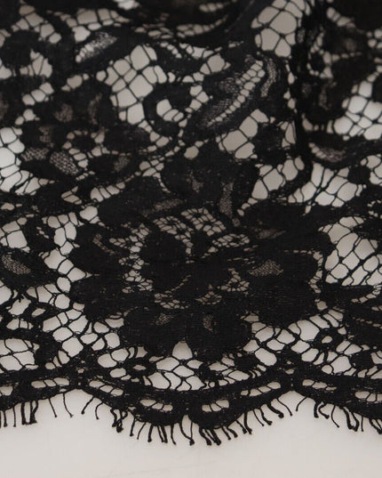 Dolce & Gabbana Black Floral Lace Cotton Shift Mini Dress