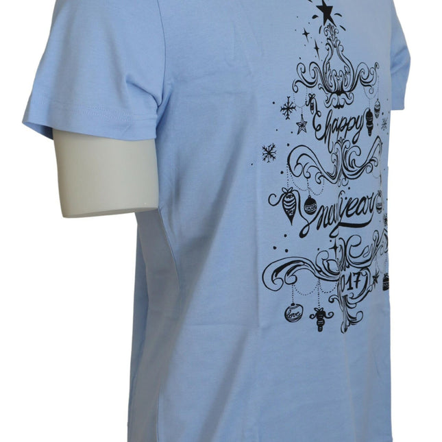 Dolce & Gabbana Light Blue Happy New Year 2017 Cotton T-shirt
