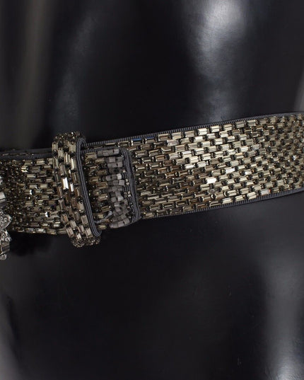 Dolce & Gabbana Multicolor Wide Crystal Buckle Sequined Belt