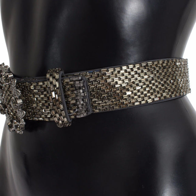 Dolce & Gabbana Multicolor Wide Crystal Buckle Sequined Belt