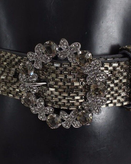 Dolce & Gabbana Multicolor Wide Crystal Buckle Sequined Belt