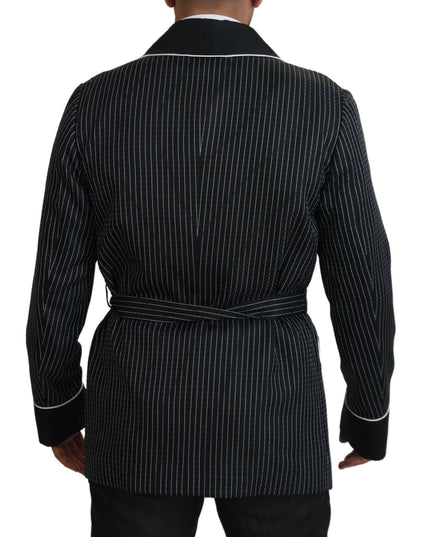 Dolce & Gabbana Black Robe Striped DG Patch Jacket Men Blazer