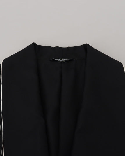 Dolce & Gabbana Black Robe Striped DG Patch Jacket Men Blazer