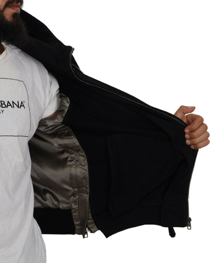 Dolce & Gabbana Black Nylon Hooded Full Zip Men Coat Jacket