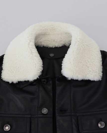 Dolce & Gabbana Black Lamb Leather Collared Men Coat Jacket