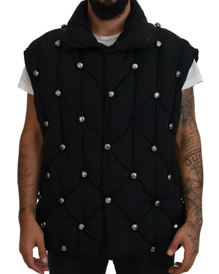 Dolce & Gabbana Black Sleeveless DG Metal Embellishment Jacket