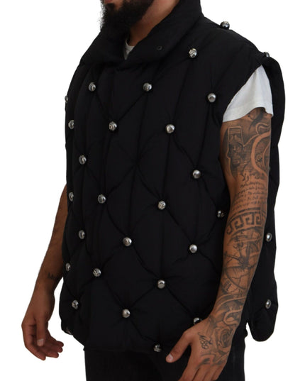 Dolce & Gabbana Black Sleeveless DG Metal Embellishment Jacket
