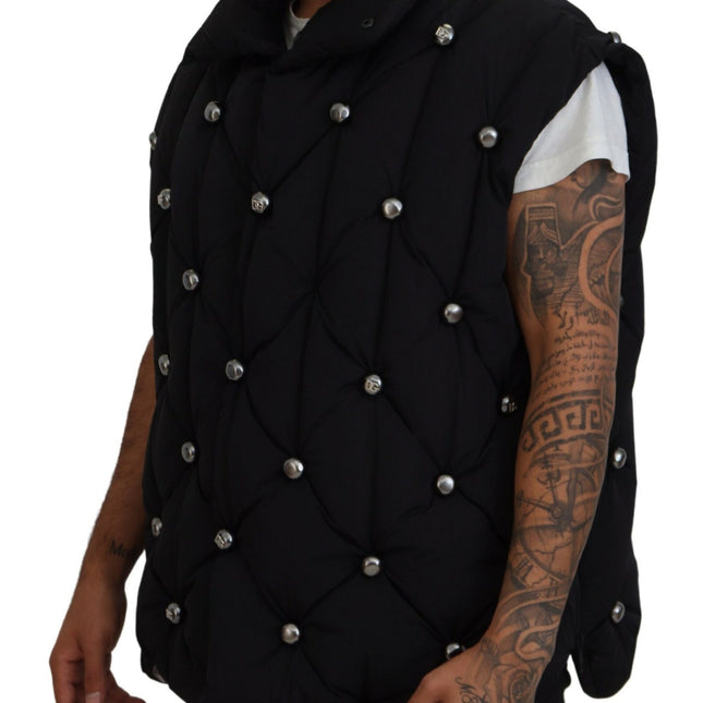 Dolce & Gabbana Black Sleeveless DG Metal Embellishment Jacket