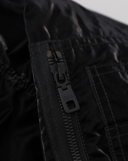 Dolce & Gabbana Black Nylon Hooded Full Zip Bomber Jacket