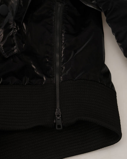 Dolce & Gabbana Black Nylon Hooded Full Zip Bomber Jacket