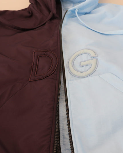 Dolce & Gabbana Black Blue DG Hooded Full Zip Men Jacket