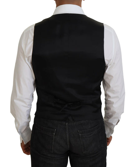 Dolce & Gabbana Black Virgin Wool Waistcoat Formal Vest