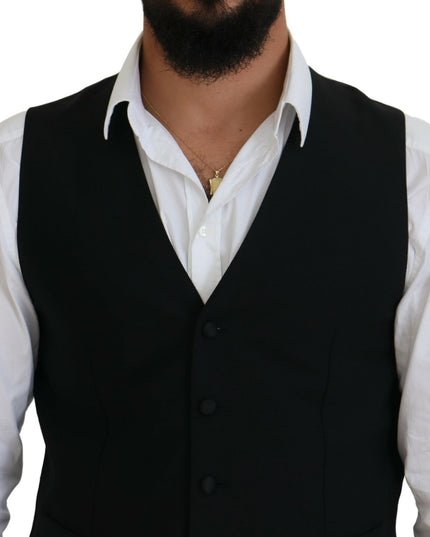 Dolce & Gabbana Black Virgin Wool Waistcoat Formal Vest