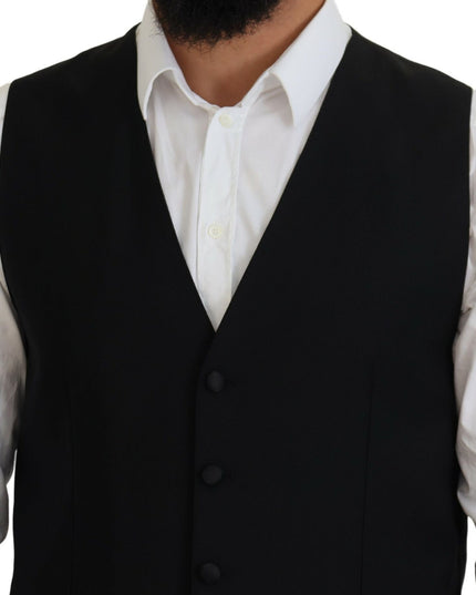 Dolce & Gabbana Black Virgin Wool Waistcoat Formal Vest