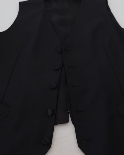 Dolce & Gabbana Black Virgin Wool Waistcoat Formal Vest