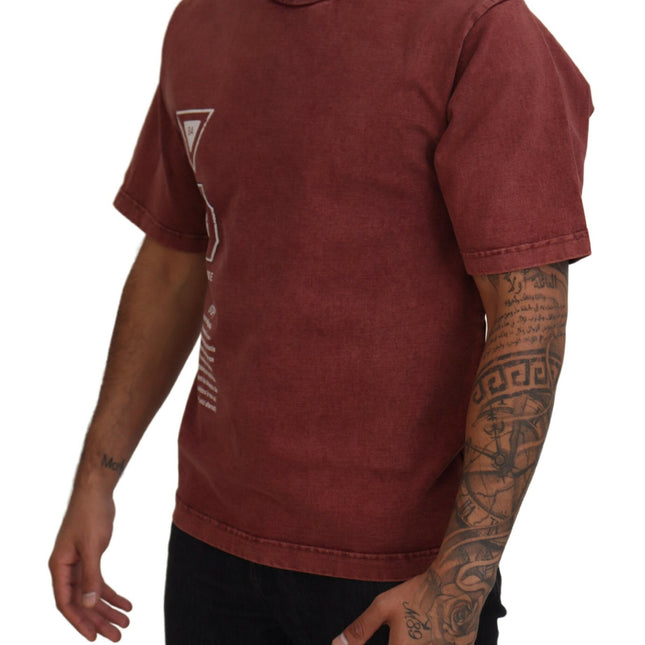 Dolce & Gabbana Maroon Print Round Neck Short Sleeves T-shirt