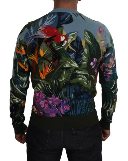 Dolce & Gabbana Multicolor Jungle Wool Pullover Logo Sweater