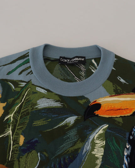 Dolce & Gabbana Multicolor Jungle Wool Pullover Logo Sweater