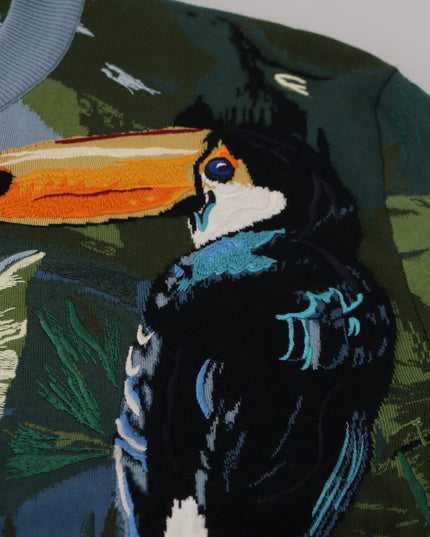 Dolce & Gabbana Multicolor Jungle Wool Pullover Logo Sweater