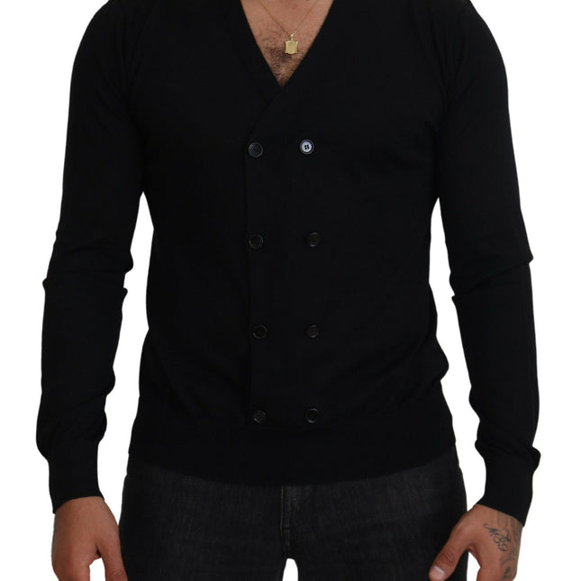 Dolce & Gabbana Black Cashmere Button Down Cardigan Sweater