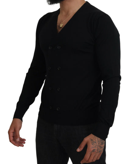 Dolce & Gabbana Black Cashmere Button Down Cardigan Sweater