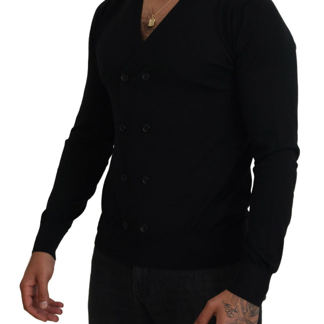 Dolce & Gabbana Black Cashmere Button Down Cardigan Sweater