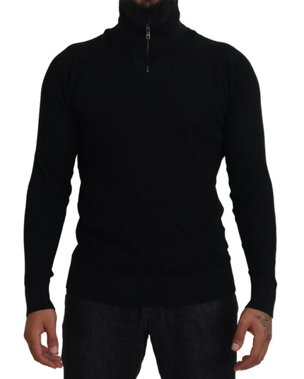 Dolce & Gabbana Black Silk Turtle Neck Pullover Sweater