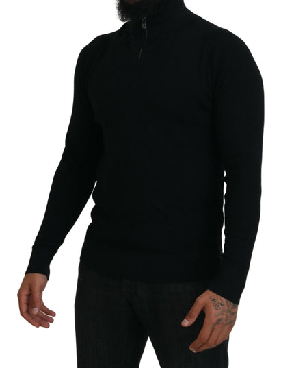 Dolce & Gabbana Black Silk Turtle Neck Pullover Sweater