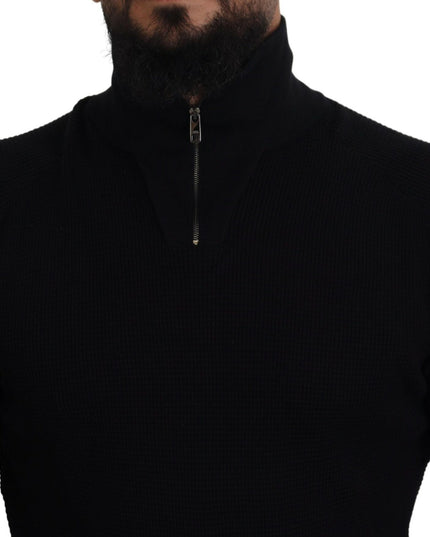 Dolce & Gabbana Black Silk Turtle Neck Pullover Sweater