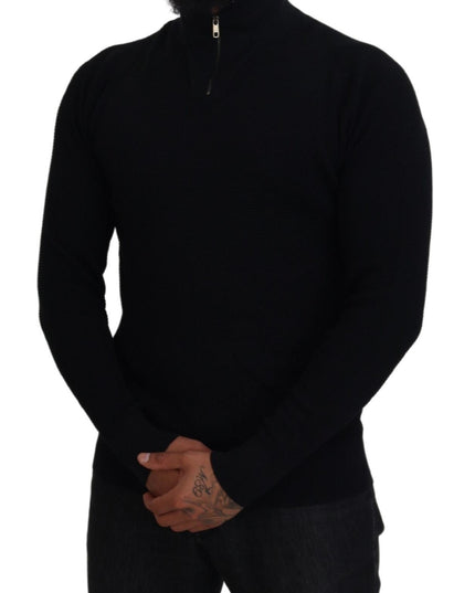 Dolce & Gabbana Black Silk Turtle Neck Pullover Sweater
